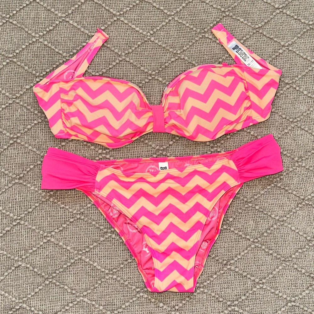 Victoria Secret Pink Swim Bandeau Bikini Size Medium
